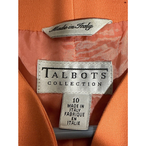 Woman’s Talbots Collections Front Full Zip Fully Lined Orange Suit Blazer 10 - Picture 5 of 9